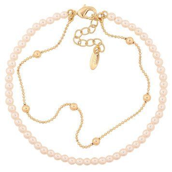 БРАСЛЕТ XUPING КОЛІР ПОЗОЛОТА 14K "НИТКА ПЕРЛІВ З ЛАНЦЮЖКОМ" РОЗМІР З ДОД. ЛАНЦЮЖКОМ 18.5-21.5СМ Х 1-3ММ 9108721836661 фото